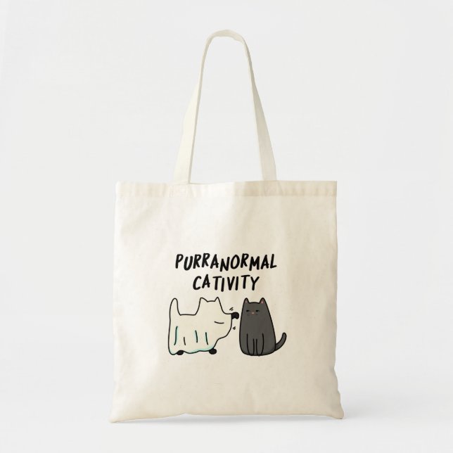 Övernaturlig Kattaktivitet Rolig Halloween Katt Sk Tygkasse (Framsidan)