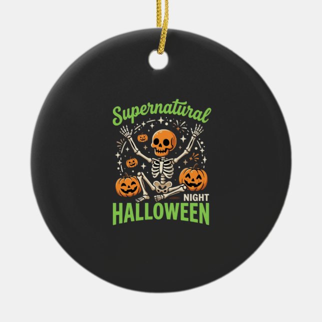 Övernaturlig skelett Halloween Vector Design_1 Julgransprydnad Keramik (Framsidan)