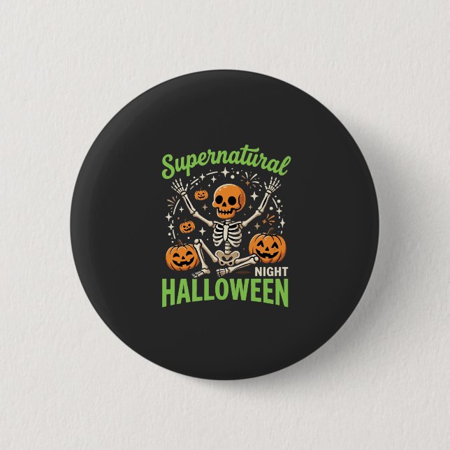 Övernaturlig skelett Halloween Vector Design_1 Knapp (Framsida)