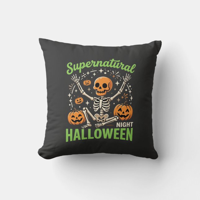 Övernaturlig skelett Halloween Vector Design_1 Kudde (Framsida)