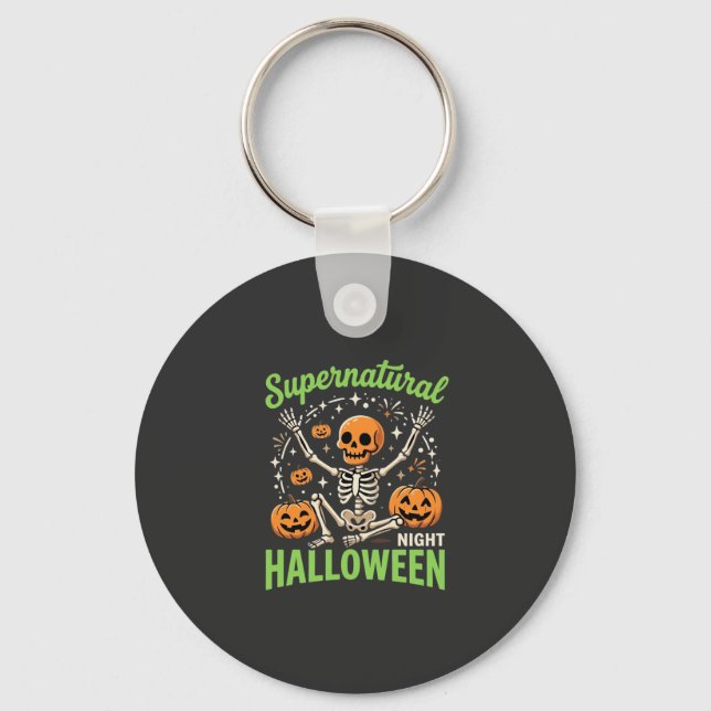 Övernaturlig skelett Halloween Vector Design_1 Nyckelring (Framsida)