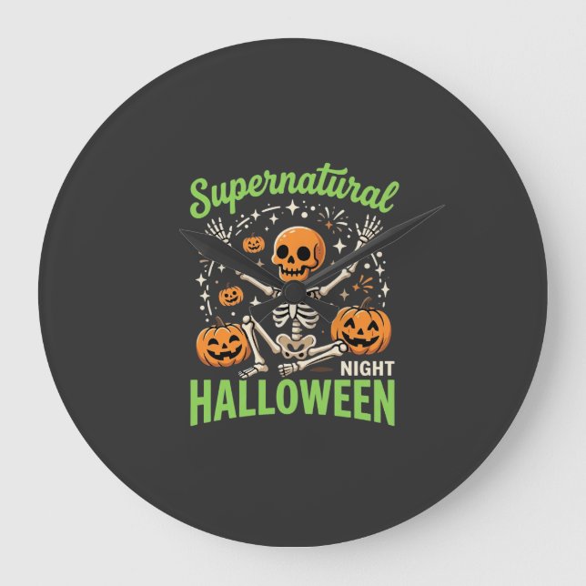 Övernaturlig skelett Halloween Vector Design_1 Stor Klocka (Framsida)
