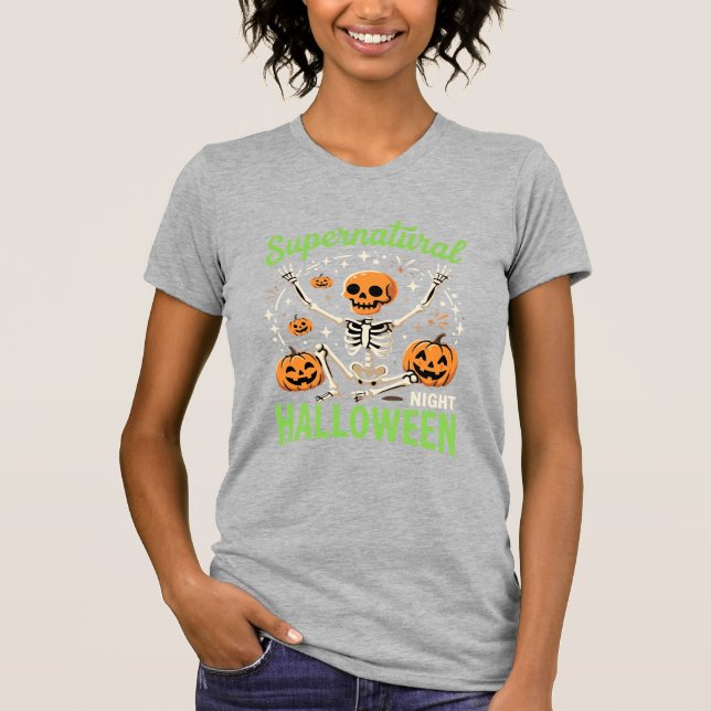 Övernaturlig skelett Halloween Vector Design_1 T Shirt (Framsida)