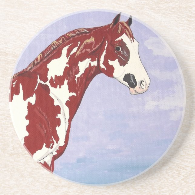 Overo Paint Horse Stallion Underlägg Sandsten (Framsidan)