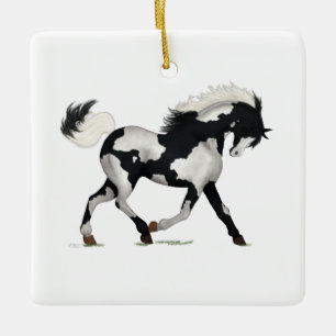 Overo Piebald Paint Horse Personlig jul Julgransprydnad Keramik