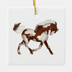 Overo Pinto Horse eller Pony Anpassningsbar Memori Julgransprydnad Keramik