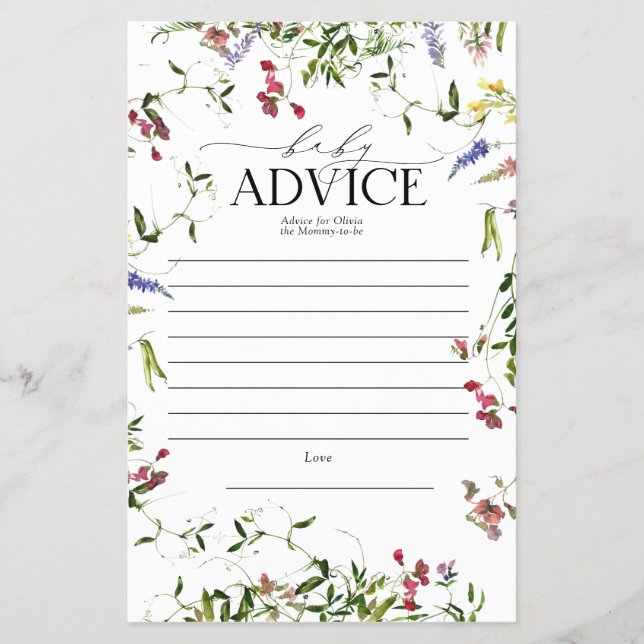 Överordnat råd för sommarblommans babyskor flygblad (Framsidan)