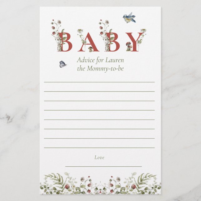 Överordnat råd för Wildblomsterjordgubbsbabyskor Flygblad (Framsidan)