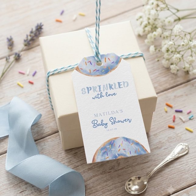 Överöst med kärlek donut baby shower presentetikett (Skapare uppladdad)