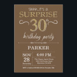 Överraska 30års födelsedag Brown och Guld Glitter Inbjudningar<br><div class="desc">Överraskad inbjudan till 30års födelsedag med bakgrund från Brown och Guld Glitter. Vuxen födelsedag. Manar eller Women Bday Inbjudan. Vilken ålder som helst.
Om du vill göra ytterligare anpassningar klickar du på knappen Anpassa och användor verktygen som är utformat för att ändra mallen.</div>