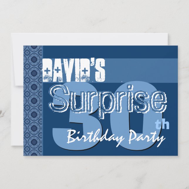 Överraska 30års födelsedag för hans blå Steampunk Inbjudningar (Framsida)