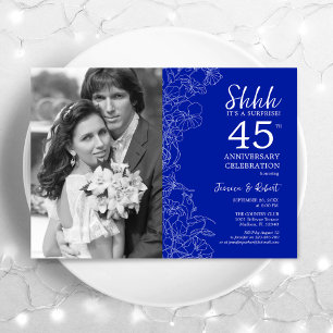 Överraska 45-årsjubileum med foto Royal Blue Inbjudningar