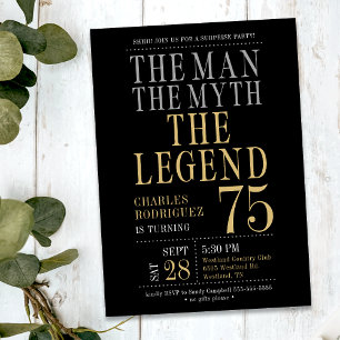 Överraska 75-årsdag Mannen Myten Legenden Inbjudningar