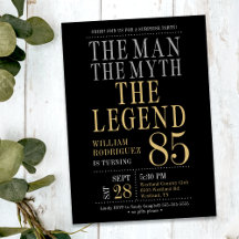 Överraska 85-årsdag Mannen Myten Legenden