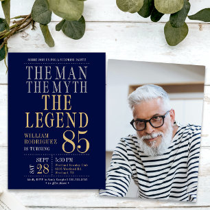 Överraska 85-årsdag Mannen Myten Legenden Inbjudningar