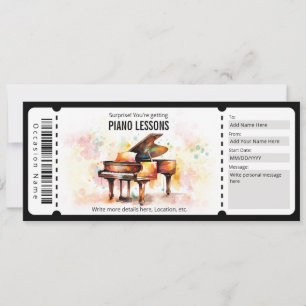 Överraska Piano Lessons Gift Voucher Inbjudningar