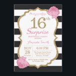 Överraskad 16:e födelsedagsinbjudan Rosa Black Gul Inbjudningar<br><div class="desc">Överraskande 16:e födelsedagsinbjudan. Rosa Black och Guld. Guld Glitter. Black and White Rand. Rosa Blommigt Flower. Barns födelsedag. Girl Dam Tonåring tonårens Födelsedagsfest. Om du vill göra ytterligare anpassningar klickar du på knappen "Anpassa" och användor verktyg som är utformat för att ändra mallen.</div>