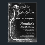 Överraskad 21:a födelsedag Vin Åldras till Perfekt Inbjudningar<br><div class="desc">Överraskande 21:a Vin-födelsedagsinbjudan. Åldras till Perfektion. Red Vin. Inbjudan till provsmakning i vin. Svart och Silver Glitter Champagne. 18:e 20:e 30:e 40:e 60:e 70:e 80:e 90:e 100:e,  alla åldrar. Om du vill göra ytterligare anpassningar klickar du på knappen "Anpassa" och användor verktyg som är utformat för att ändra mallen.</div>