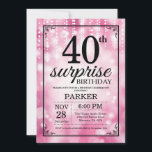 Överraskad 40-dagars inbjudan till Rosa Glitter<br><div class="desc">Överraskad 40:e födelsedagsinbjudan med Rosa String Ljus med Rosa Glitter-bakgrund. Rosa Birthday. Vuxen Birthday. Manar eller Women Bday Inbjudan. 13:e 15:e 16:e 18:e 20:e 30:e 40:e 60:e 70:e 80:e 90:e 100:e, oavsett ålder. Om du vill göra ytterligare anpassningar klickar du på knappen "Anpassa" och användor verktyg som är utformat för...</div>