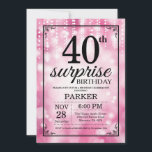 Överraskad 40-dagars inbjudan till Rosa Glitter<br><div class="desc">Överraskad 40:e födelsedagsinbjudan med Rosa String Ljus med Rosa Glitter-bakgrund. Rosa Birthday. Vuxen Birthday. Manar eller Women Bday Inbjudan. 13:e 15:e 16:e 18:e 20:e 30:e 40:e 60:e 70:e 80:e 90:e 100:e, oavsett ålder. Om du vill göra ytterligare anpassningar klickar du på knappen "Anpassa" och användor verktyg som är utformat för...</div>