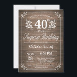 Överraskad 40:e Blommigten för inbjudan på födelse<br><div class="desc">Överraskad 40:e födelsedagsinbjudan med Rustic Wood Background och Blommigt Flower Mönster. Vuxen Birthday. Male Manar eller Women Birthday. Kids Boy eller Girl Dam Tonåring Teenage Bday Inbjudan. 13:e 15:e 16:e 18:e 20:e 30:e 40:e 60:e 70:e 80:e 90:e 100:e. Vilken ålder som helst. Om du vill göra ytterligare anpassningar klickar du...</div>