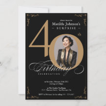 Överraskad 40:e födelsedag i Eleganten Black Guld