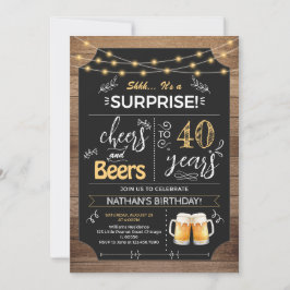 Överraskad 40:e födelsedag Rustic Chalkboard Inbjudningar