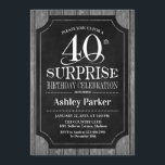 Överraskad 40:e födelsedagen Party - vit kalkbräde Inbjudningar<br><div class="desc">Rustic Surprise 40:e födelsedag Firande inbjudan. Elegantens klassutformning i svart,  vitt och grått mönster. Elegantens skriptteckensnitt för funktioner. Meddelande mig om du behöver ytterligare anpassning</div>