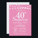 Överraskad 40:e födelsedagsinbjudan Rosa Inbjudningar<br><div class="desc">Överraskad 40-dagars inbjudan med String Ljus. Rosa Bakgrund. Kvinnlig kvinnlig Dam Elegant Modern dag. 13:e 15:e 16:e 18:e 20:e 30:e 40:e 60:e 70:e 80:e 90:e 100:e,  oavsett ålder. Om du vill göra ytterligare anpassningar klickar du på knappen "Anpassa" och användor verktyg som är utformat för att ändra mallen.</div>