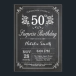 Överraskad 50:e födelsedagarinbjudan: kalkylpanel inbjudningar<br><div class="desc">50:e födelsedagsinbjudan med Rustic Chalkboard Background och Blommigt Flower Mönster, Black and White. Vuxen Birthday. Male Manar eller Women Birthday. Kids Boy eller Girl Dam Tonåring Teenage Bday Inbjudan. 13:e 15:e 16:e 18:e 20:e 30:e 40:e 60:e 70:e 80:e 90:e 100:e. Vilken ålder som helst. Om du vill göra ytterligare anpassningar...</div>