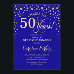 Överraskad 50:e Födelsedagsfesten - Royalet Blue G Inbjudningar<br><div class="desc">Överraskande 50 Födelsedagsfest inbjudan. Utformning av eleganten i sapphire-royalet blue och faux glitter guld . Med skriptteckensnitt och diamanter konfigureras. Skål för 50 år! Berätta om du behöver anpassa dig ytterligare.</div>