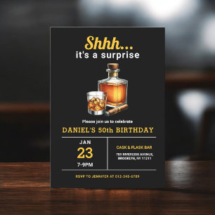 Överraskad 50:e Whiskey Cigar Bourbon-Födelsedagsf Inbjudningar