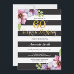 Överraskad 60:e födelsedag Kvinnoinbjudan Blommigt Inbjudningar<br><div class="desc">Överraskande 60:e födelsedagsinbjudan till kvinnor. Svarta och Guld Födelsedagsfest Inbjudan. Guld Glitter. Lila Watercolor Blommigt Flower. Black and White Rand. Utskrivbar digital teknik. Om du vill göra ytterligare anpassningar klickar du på knappen "Anpassa" och användor verktyg som är utformat för att ändra mallen.</div>