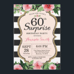 Överraskad 60:e födelsedag Kvinnoinbjudan Blommigt Inbjudningar<br><div class="desc">Överraskande 60:e födelsedagsinbjudan till kvinnor. Svarta och Guld Födelsedagsfest Inbjudan. Guld Glitter. Rosa Watercolor Blommigt Flower. Black and White Rand. Utskrivbar digital teknik. Om du vill göra ytterligare anpassningar klickar du på knappen "Anpassa" och användor verktyg som är utformat för att ändra mallen.</div>