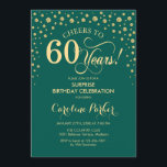 Överraskad 60:e Födelsedagsfesten - Emerald Grönt  Inbjudningar<br><div class="desc">Överraskande 60 Födelsedagsfest inbjudan. Elegantens utformning i emerald grönt och Faux glitter guld. Med skriptteckensnitt och diamanter konfigureras. Skål till 60 år! Berätta om du behöver anpassa dig ytterligare.</div>