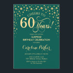 Överraskad 60:e Födelsedagsfesten - Emerald Grönt  Inbjudningar<br><div class="desc">Överraskande 60 Födelsedagsfest inbjudan. Elegantens utformning i emerald grönt och Faux glitter guld. Med skriptteckensnitt och diamanter konfigureras. Skål till 60 år! Berätta om du behöver anpassa dig ytterligare.</div>