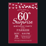 Överraskad 60:e födelsedagsinbjudan Burgundy Red Inbjudningar<br><div class="desc">Överraskad 60-dagars inbjudan med String Ljus. Burgundy Red Background. 13:e 15:e 16:e 18:e 20:e 30:e 40:e 60:e 70:e 80:e 90:e 100:e,  oavsett ålder. Om du vill göra ytterligare anpassningar klickar du på knappen "Anpassa" och användor verktyg som är utformat för att ändra mallen.</div>