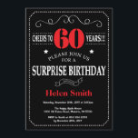 Överraskad 60:e födelsedagsinbjudan Red and Black Inbjudningar<br><div class="desc">Underlig 60-dagars inbjudan Red and Black Typography. Chalkboard. Svartvit bakgrund. Vuxen Birthday. Male Manar eller Women Birthday. Kids Boy eller Girl Dam Tonåring Teenage Bday Inbjudan. 13:e 15:e 16:e 18:e 20:e 30:e 40:e 60:e 70:e 80:e 90:e 100:e. Vilken ålder som helst. Om du vill göra ytterligare anpassningar klickar du på...</div>
