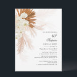Överraskad 60:e överraskningen Tropical Party vid  Inbjudningar<br><div class="desc">Pampas Grass Burnt Orange 60:e Födelsedagsfest inbjudan med botaniska egenskaper i handflatan med modern typografi och layout på vit bakgrund. Du kan helt anpassa det här kortet för andra speciella händelser genom att klicka på knappen "Anpassa" för att ändra år,  layout,  text färg och mycket annat.</div>