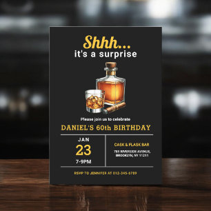 Överraskad 60:e Whiskey Cigar Bourbon-Födelsedagsf Inbjudningar