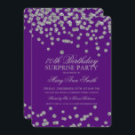 Överraskad 70:e födelsedag Silver Glitter Lila Inbjudningar<br><div class="desc">Elegant Överraskad 70:e Födelsedagsfest inbjudan-design med Lila för Silver Glitter Confetti,  eget namn och datum och ytterligare text. Lätt att använda och lätt att anpassa.</div>