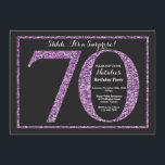 Överraskad 70:e födelsedagsinbjudan till Lila Glit Inbjudningar<br><div class="desc">Överraskad 70:e födelsedagsinbjudan. Svarta och Lila Glitter Födelsedagsfest Inbjudan med Chalkboard Background. Överraskad födelsedag. Vuxen Birthday. Manar eller Kvinnor Bday Bash Party. Om du vill göra ytterligare anpassningar klickar du på knappen "Anpassa" och användor verktyg som är utformat för att ändra mallen.</div>