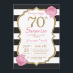 Överraskad 70:e födelsedagsinbjudan till Rosa Blac Inbjudningar<br><div class="desc">Överraskad 70:e födelsedagsinbjudan. Rosa Black och Guld. Guld Glitter. Black and White Rand. Rosa Blommigt Flower. Vuxen Birthday. Kvinnors Födelsedagsfest. Om du vill göra ytterligare anpassningar klickar du på knappen "Anpassa" och användor verktyg som är utformat för att ändra mallen.</div>