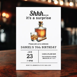 Överraskad 70:e Whiskey Cigar Bourbon-Födelsedagsf Inbjudningar