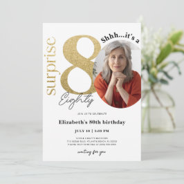 Överraskad 80:e Guld-födelsedagsinbjudan med foto Inbjudningar