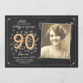 Överraskad 90:e födelsedagspresent inbjudan-vintag inbjudningar