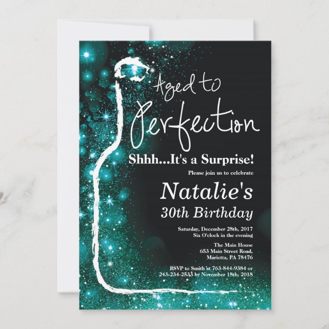 Överraskad Åldras från 30års födelsedag Vin till P Inbjudningar (Framsida)