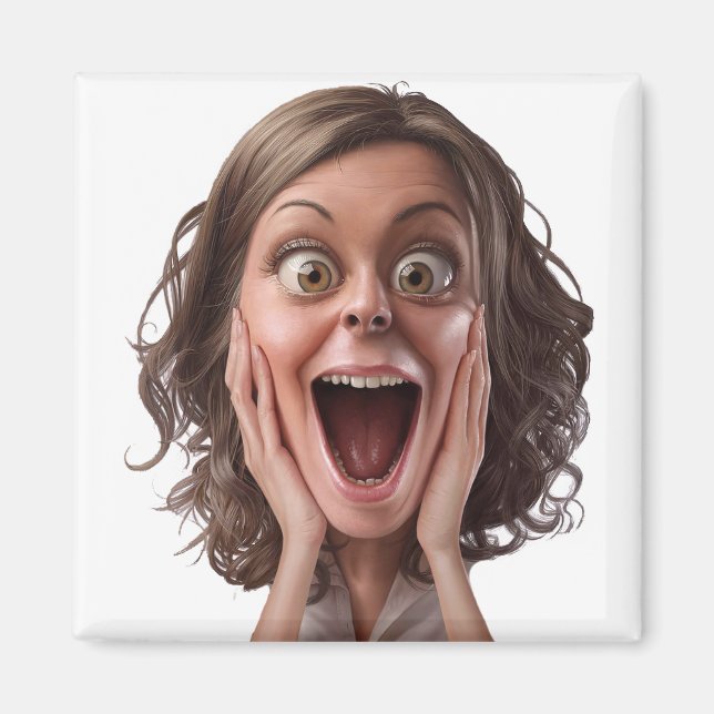 Överraskad Ansiktsreaktionsdesign Magnet (Framsidan)