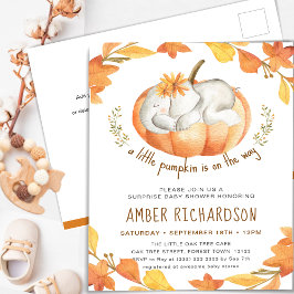 Överraskad babystölder Elephant Girl Autumn Pumpki Inbjudan Vykort