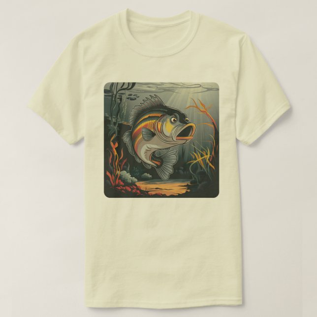 Överraskad Bass Fish T Shirt (Design framsida)